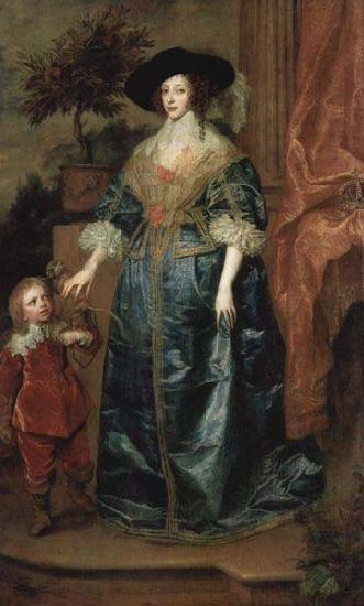 Anthony Van Dyck Henrietta Maria and the dwarf, Sir Jeffrey Hudson, oil painting image